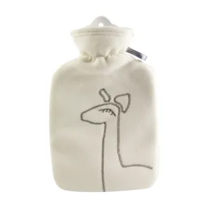 1.8 Litre Classic Hot Water Bottle with Giraffe White Fleece Cover (rubberless)