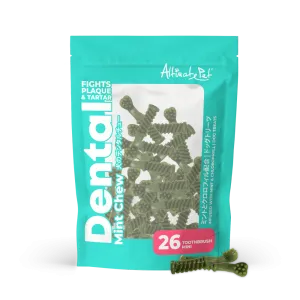 Altimate Pet Dog Dental Chews Infused with Mint & Chlorophyll - Mint Toothbrush Mini 26pcs