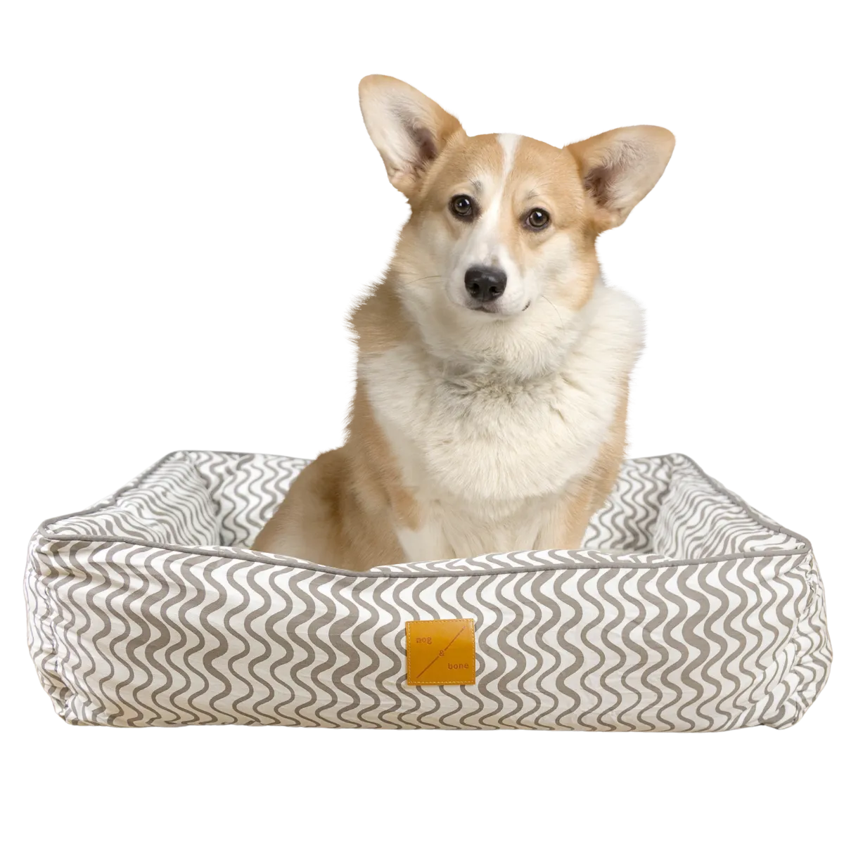 Bolster Dog Bed - Mocha Wave Print