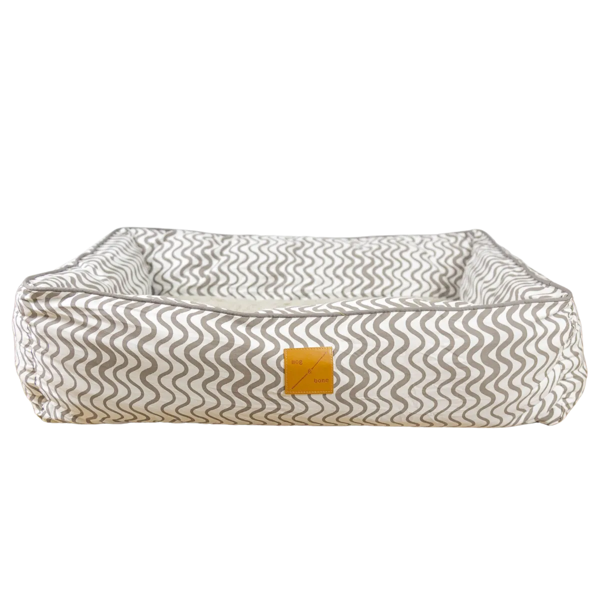 Bolster Dog Bed - Mocha Wave Print
