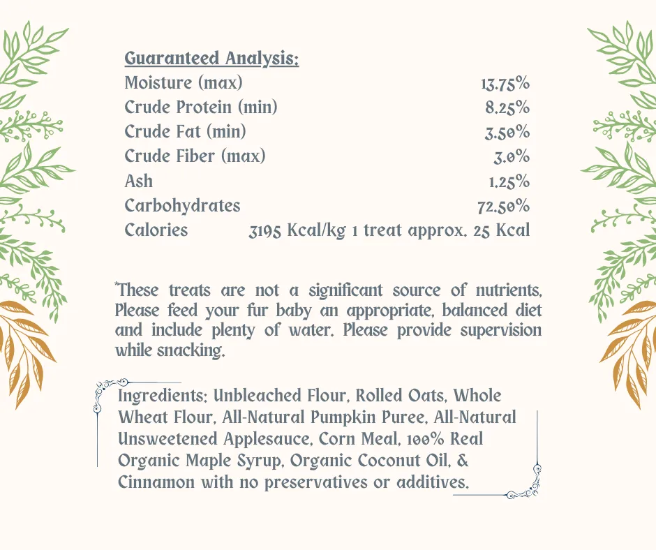 Cousin Razia's Maple Pumpkin Snaps -  All Natural Home Baked Dog Treats