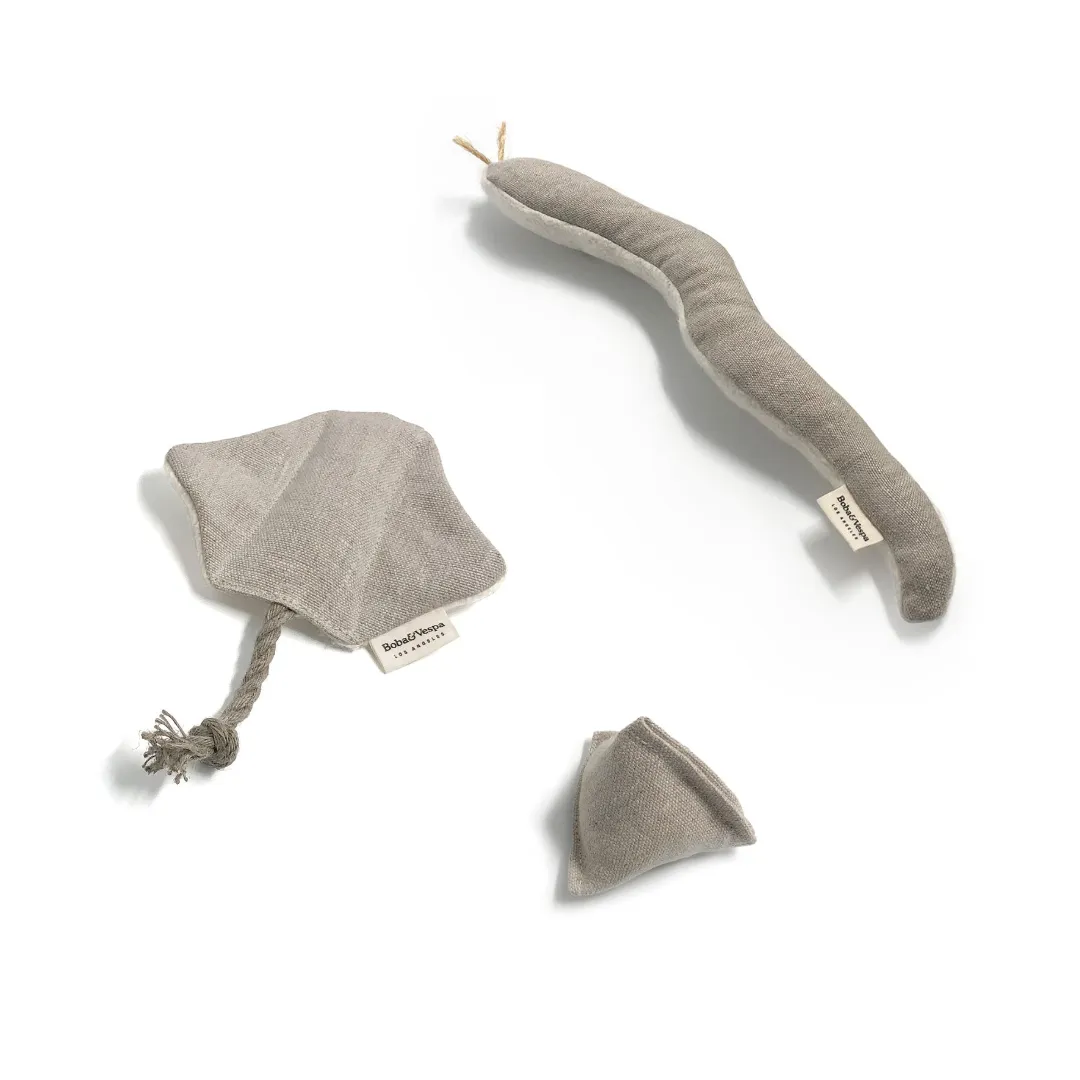 Crinkly Cat Toy Bundle in Natural Cotton and Hemp with Organic Catnip
