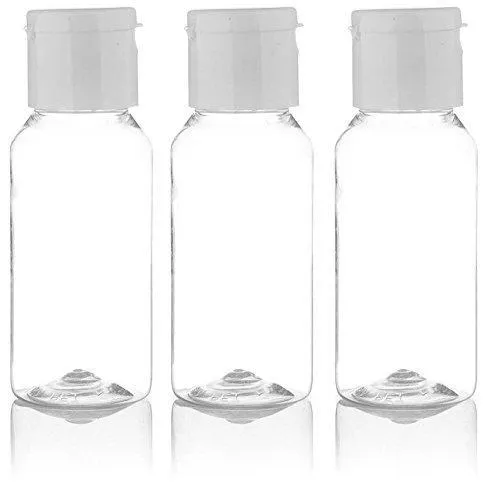 Healthvit Empty 50ml Reffilable Transparent Bottle with flip top cap - Pack Of 3 For Makeup Lotion,Cream,Oil
