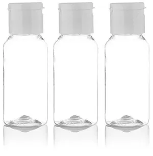 Healthvit Empty 50ml Reffilable Transparent Bottle with flip top cap - Pack Of 3 For Makeup Lotion,Cream,Oil