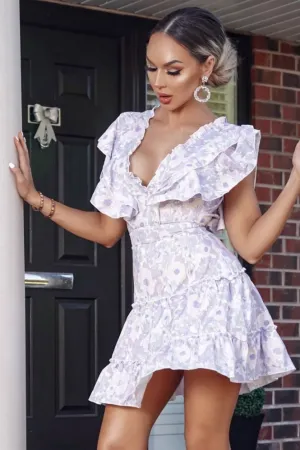 Lilac frill floral dress