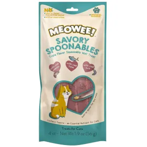 Meowee! Savory Spoonables with Salmon, Tuna & Krill Lickable Treats For Cats
