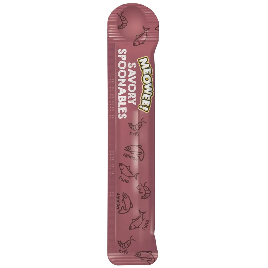 Meowee! Savory Spoonables with Salmon, Tuna & Krill Lickable Treats For Cats
