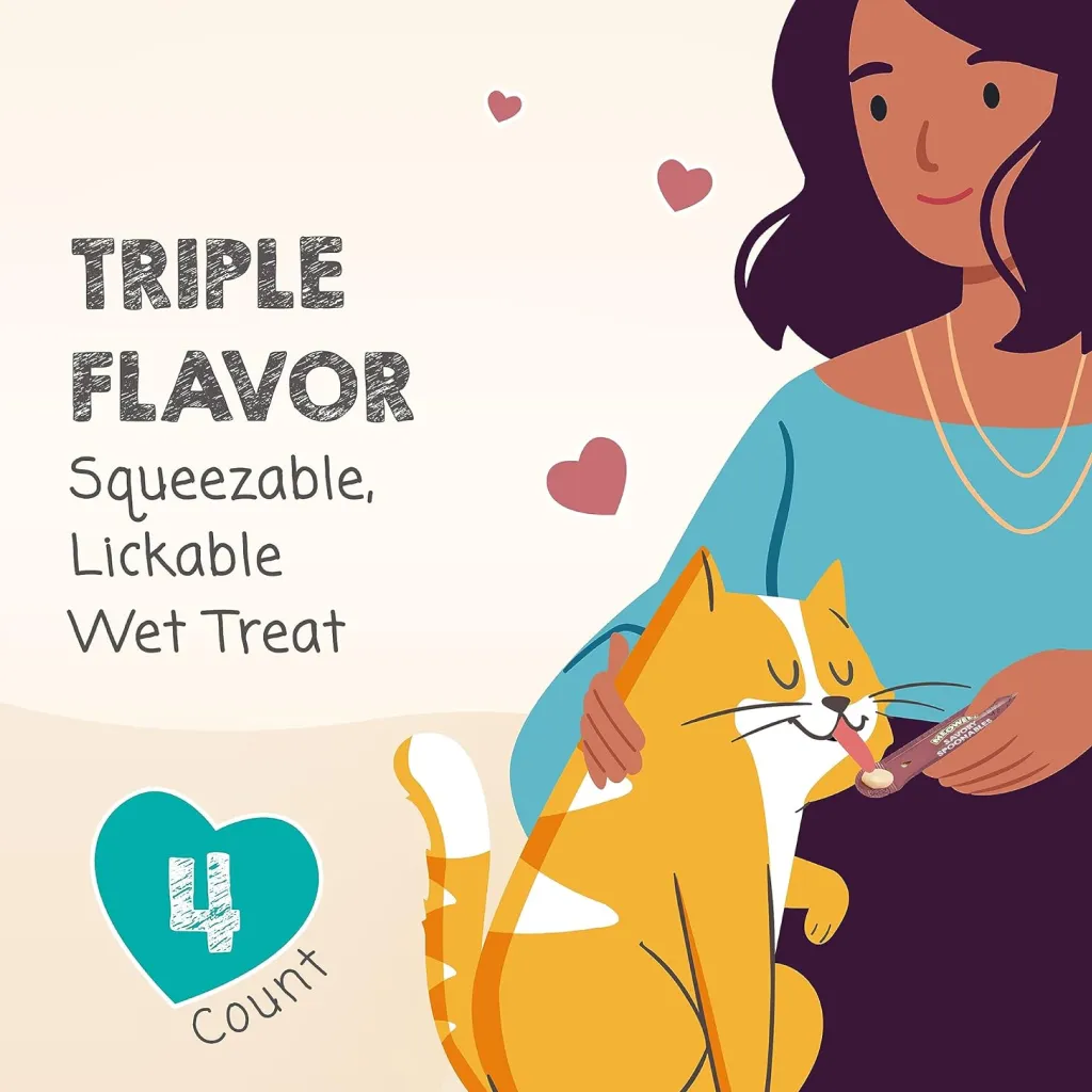 Meowee! Savory Spoonables with Salmon, Tuna & Krill Lickable Treats For Cats