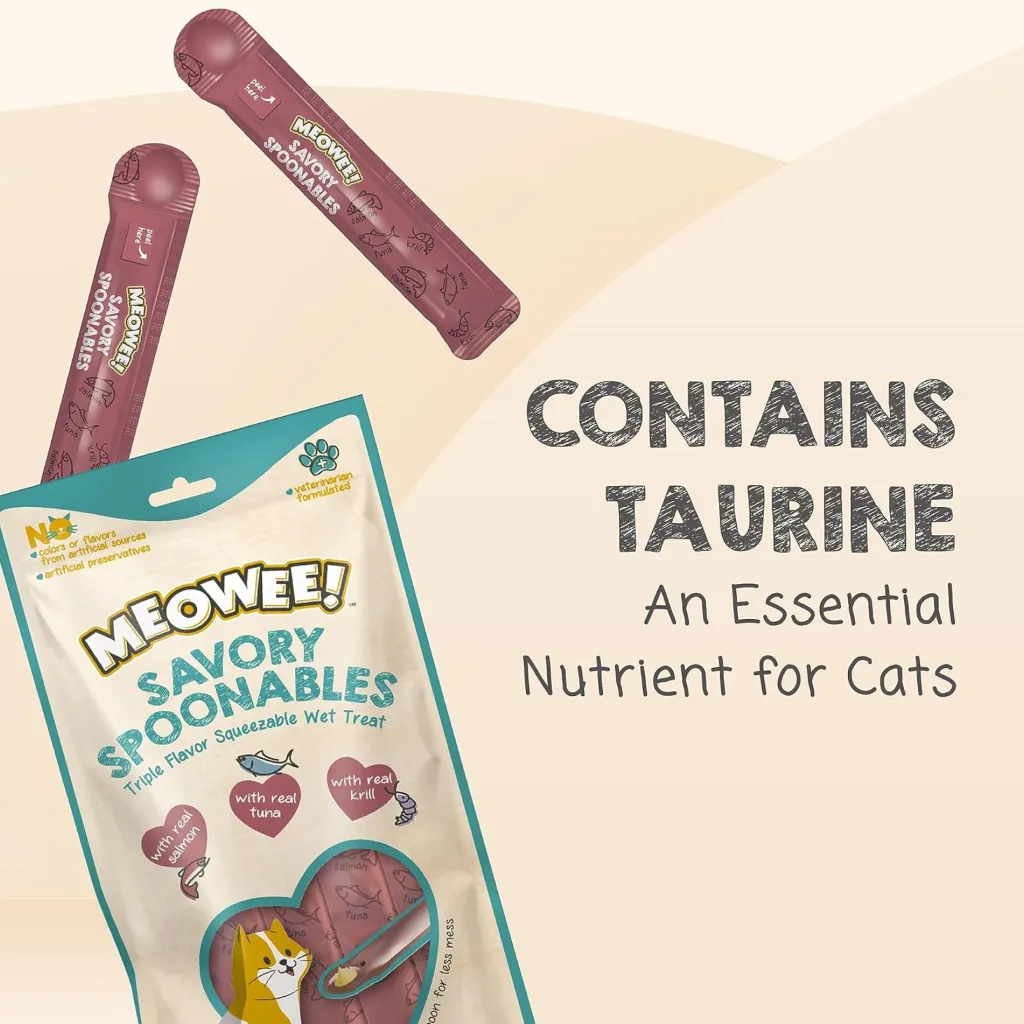 Meowee! Savory Spoonables with Salmon, Tuna & Krill Lickable Treats For Cats