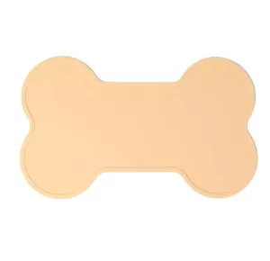 Non Slip Raised Lip Bone Pet Feeding Mat - Soft Peach