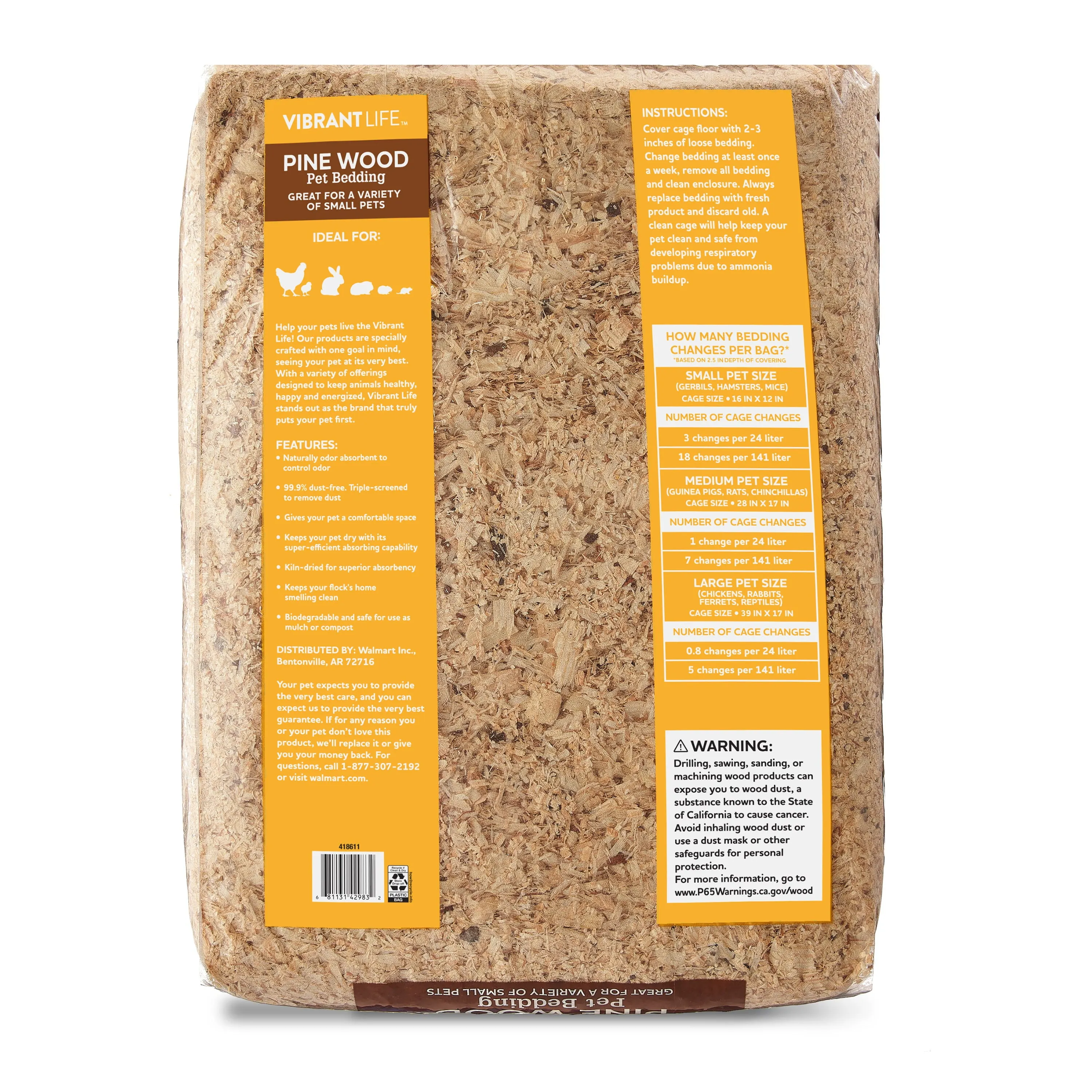 Pine Wood Pet Bedding, 141 L