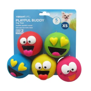 Playful Buddy Dog Toys, Emoticon, Extra Small, 5 Count Free Shipping