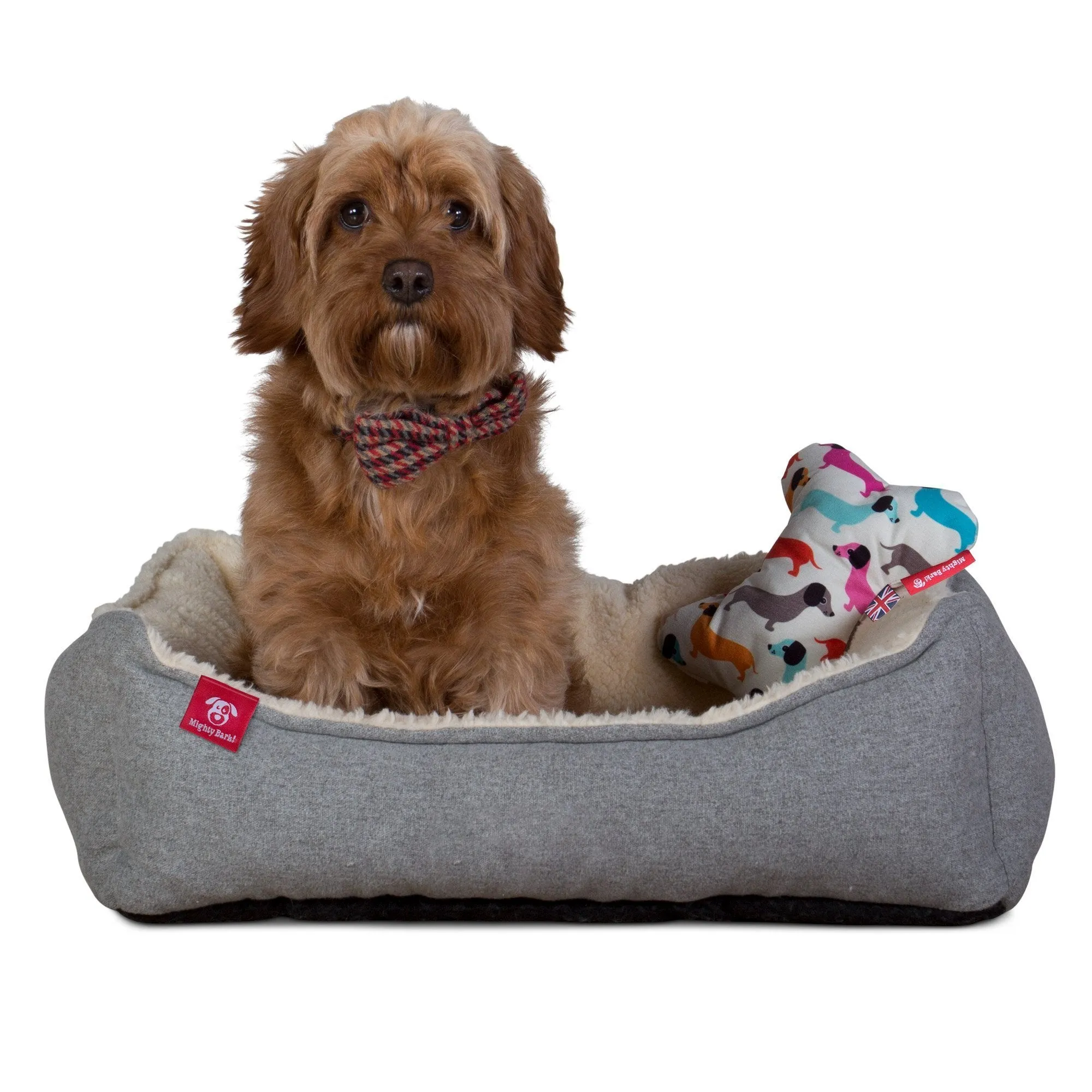 The Bone - Bone Shaped Pillow For On Dog Beds - Geo Print Daschund