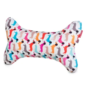 The Bone - Bone Shaped Pillow For On Dog Beds - Geo Print Daschund