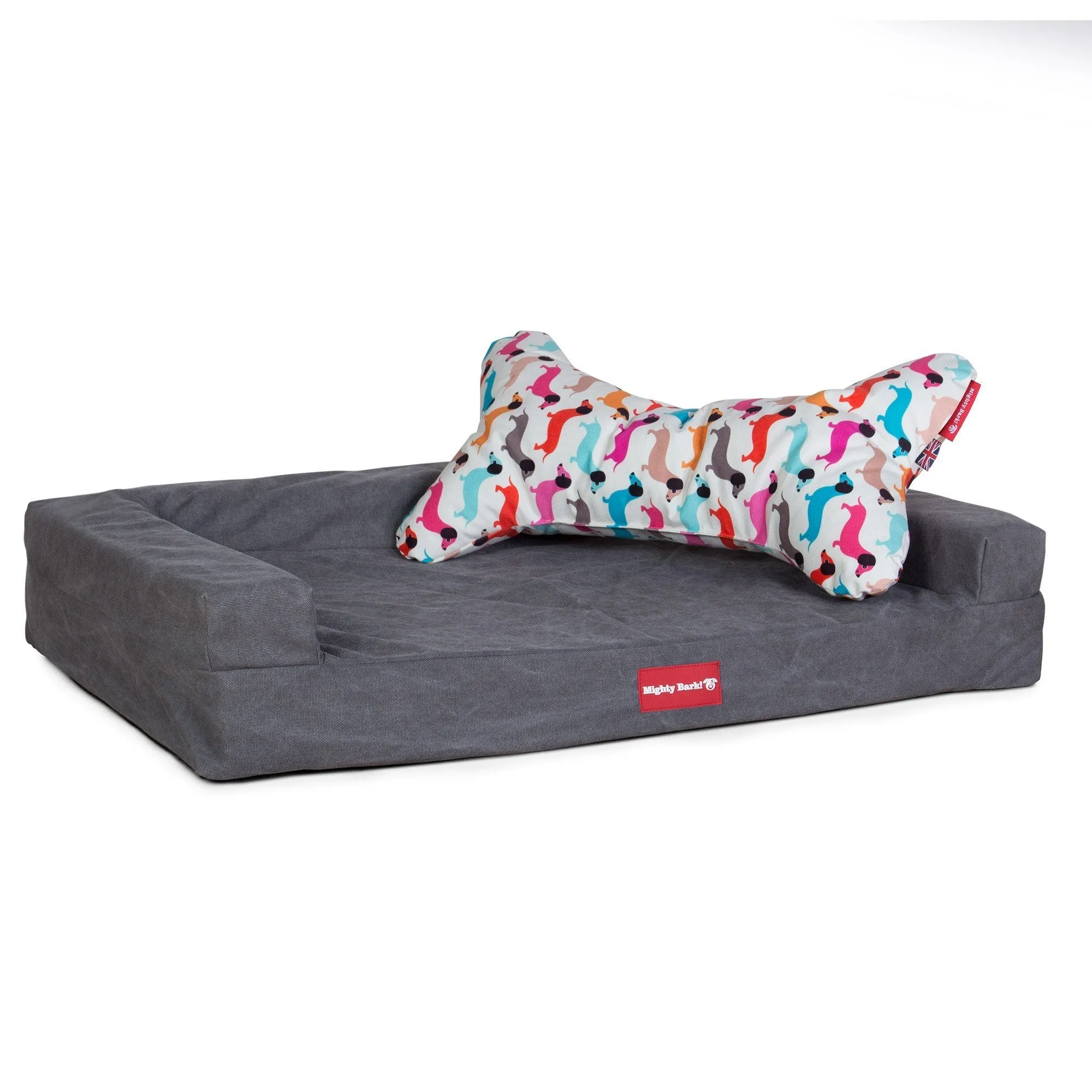 The Bone - Bone Shaped Pillow For On Dog Beds - Geo Print Daschund
