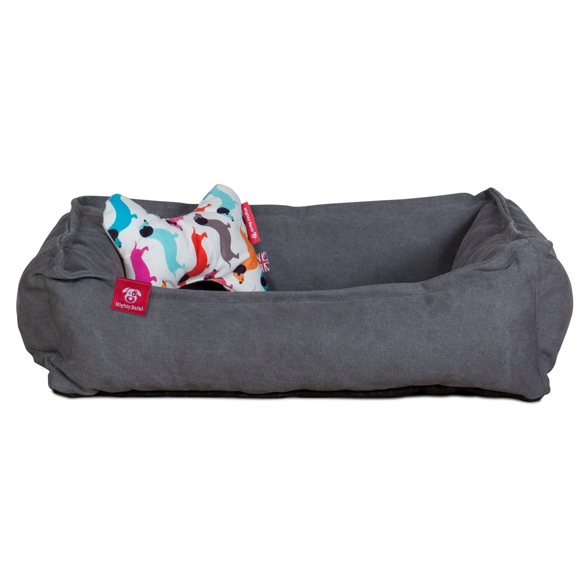 The Bone - Bone Shaped Pillow For On Dog Beds - Geo Print Daschund