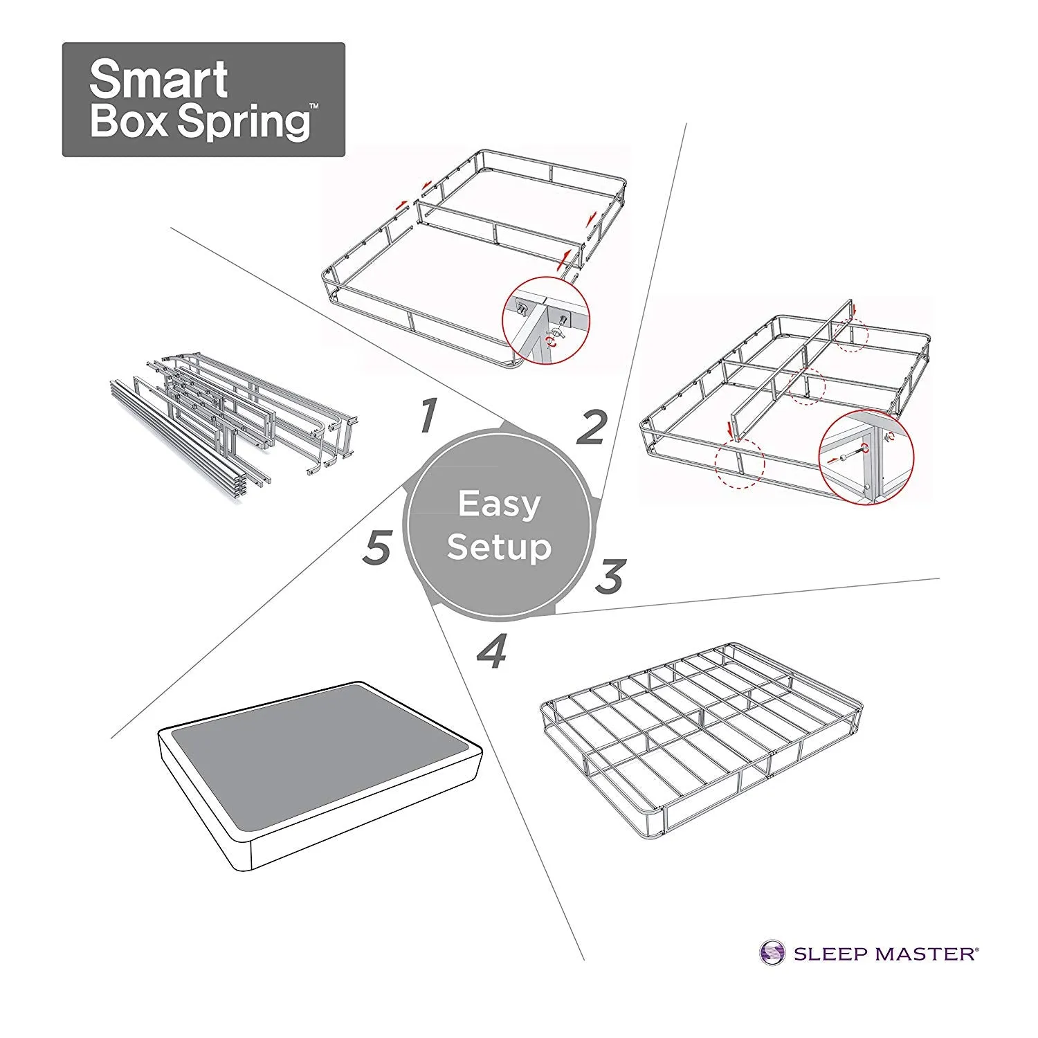 ViscoLogic 8" High Profile Metal Frame Smart Base Mattress Foundation Box Spring
