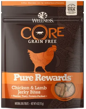 Wellness CORE Natural Grain Free Pure Rewards Chicken and Lamb Jerky Bites Dog Treats - 4 oz.