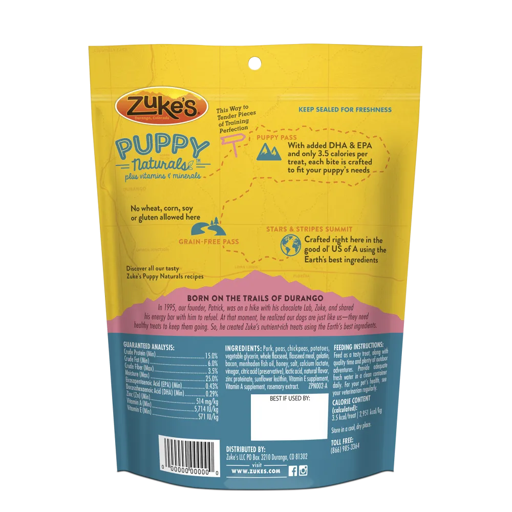 Zukes Puppy Naturals Grain Free Pork and Chickpea Dog Treats